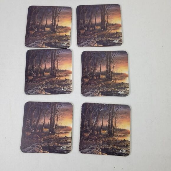 The Hadley Collection "Morning‎ Glow" Terry Redlin 6-Piece Coaster Set - Picture 2 of 6